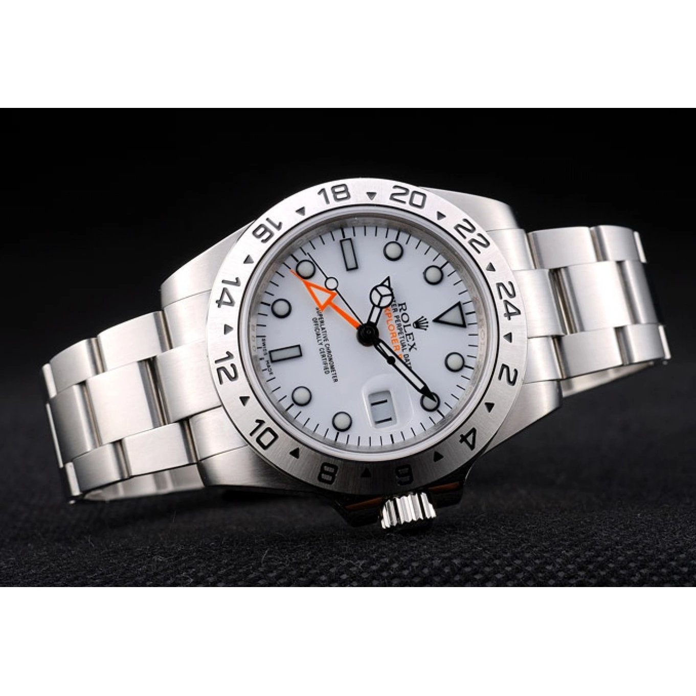 Rolex aaa copy Watch Steel Stainless Rolex Explorer Bezel Dial White 0624